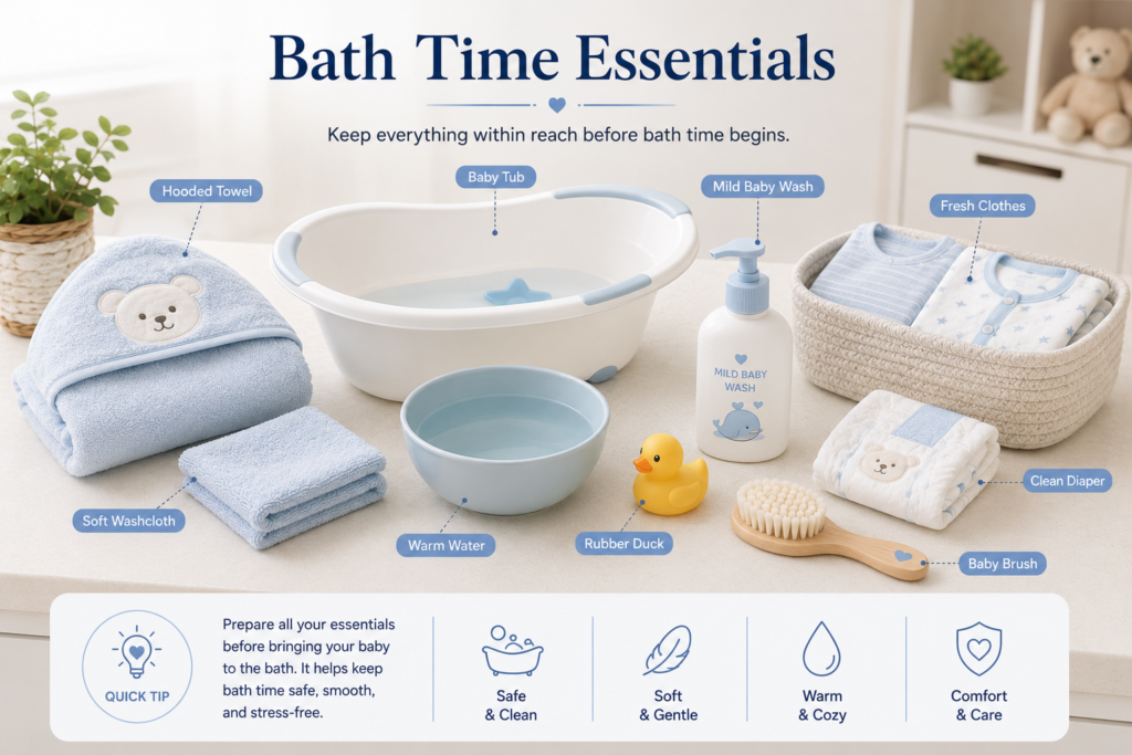 Newborn bath Time essencials
