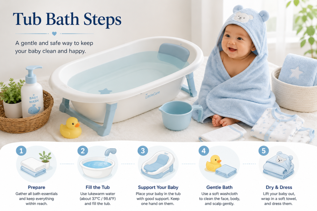 Newborn Tub bath steps 