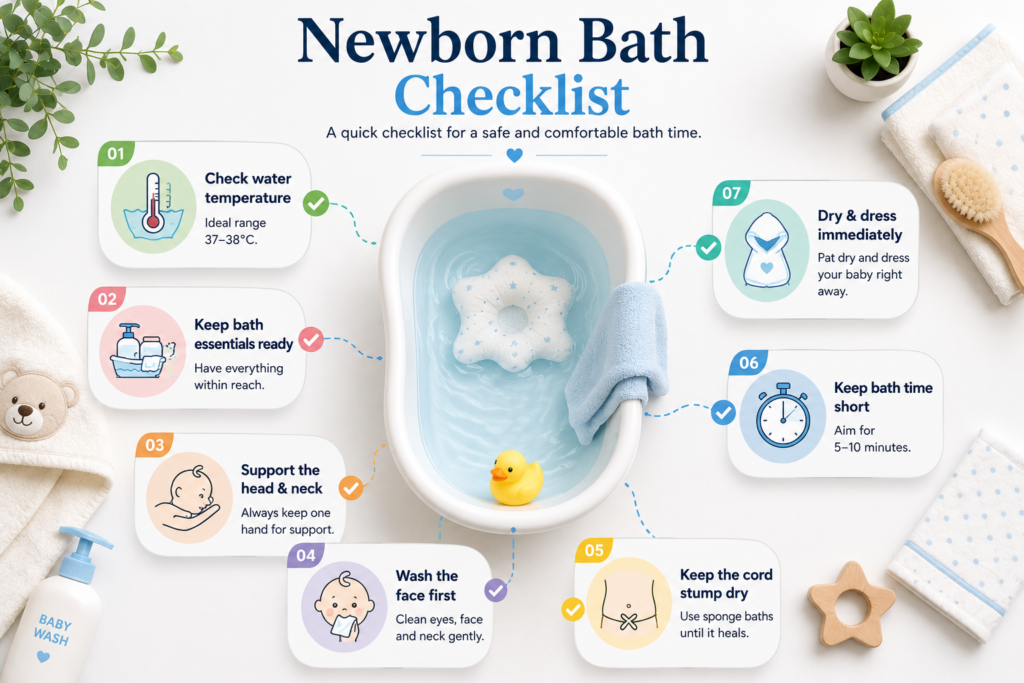 Newborn  bath checklist