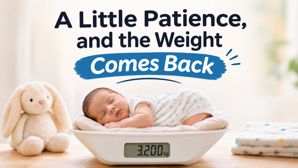Newborn weight loss and recovery of birth weight during the first weeks.